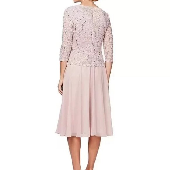 Alex Evenings Shell Pink Faux Two-Piece Cocktail Dress - Picture 2 of 2